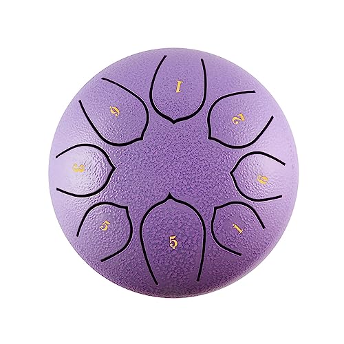 DuzLink Stahlzungentrommel Steel Tongue Drum, 6 Zoll 8 Tone Steel Pan Töne Schlaginstrument Zungentrommel mit Trommelschlägern, Hand Pan Drum für Meditation Yoga Klangheilung