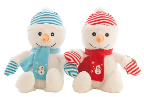 Schneemann Doppelpack 2 Stück Weihnachten Teddy Teddybär Plüschbär christmas snowman super -süß , Kuscheltier,Schneemänner mit Bommelmütze mit Schal und Handschuhe