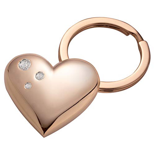 Troika Schlüsselanhänger Herz Rosy Heart mit persönlicher Laser-Gravur und DREI Swarovski Elements Kristallen verdelt mit rosegoldfarbener Beschichtung