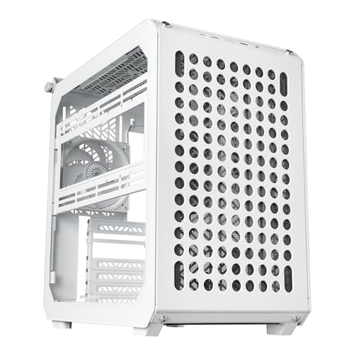 Cooler Master QUBE 500 Flatpack White Small High Airflow Mid-Tower ATX anpassbares Gaming-PC-Gehäuse, gehärtetes Glas, vertikale GPU-Halterung, USB-C, Tragegriff, Gem Mini (Q500-WGNN-S00)