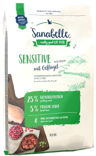 Sanabelle Sensitive mit Geflügel | Katzentrockenfutter für ernährungssensible Katzen, 4er Pack (4 x 2000 g)