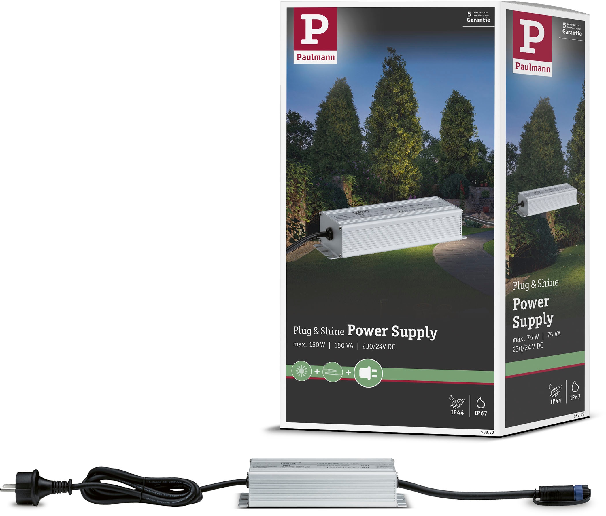 Paulmann Trafo "Outdoor Plug & Shine Power Supply Silber Alu", (Packung, 1 St.), IP67 150W 24V DC