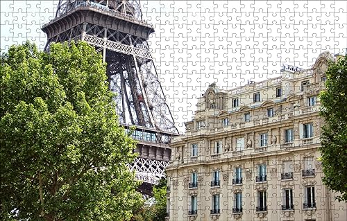 GUOHLOZ Puzzle 1000 Teile Puzzle DIY Kit Unique Gift Home Decor, Stadt, Frankreich, Paris, Gebäude, Grün, Eiffel, 75x50cm