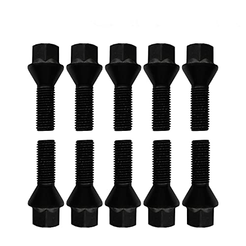 10 Radschrauben Radbolzen schwarz Kegelbund M14x1,5 35mm