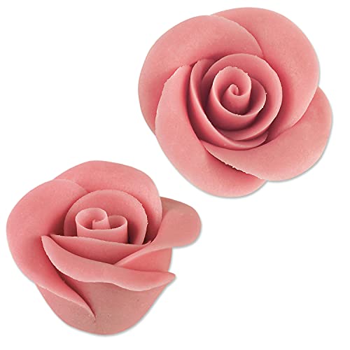 24 Rosen aus Marzipan, gross, rosa | 44mm | Tortendekoration | Essbar