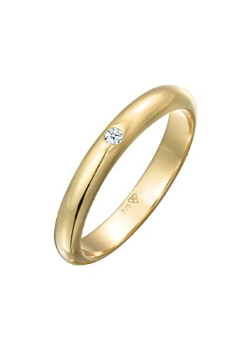 Elli Premium Ring Damen Ehering Solitär mit Diamant (0.03 ct.) in 375 Gelbgold