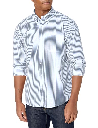 Brooks Brothers Herren Friday Popeline Langarm Stripe Sport Shirt, Blau, M/L