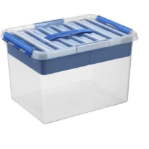 4x SUNWARE Q-Line Multibox - 22 Liter + Einsatz - 400 x 300 x 260mm - transparent/blau