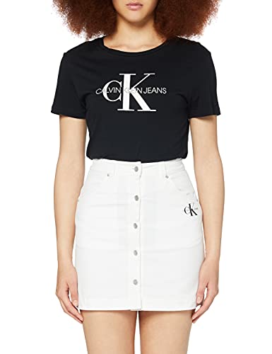 Calvin Klein Jeans Damen Cotton Twill Mini Skirt Rock, Bright White, 40