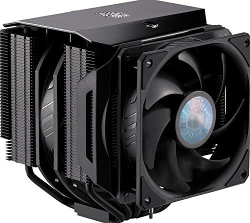 Cooler Master MasterAir MA624 Stealth-CPU-Kühler - Dual Tower-Kühlkörper, Push-Pull-SickleFlow 140 V2-PC-Lüfter, 6 Heat Pipes, einfache Installation, mattschwarzes Finish - Amd und Intel kompatibel