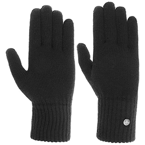 LIERYS Merino Herrenhandschuhe Merinohandschuhe Strickhandschuhe Wollhandschuhe Fingerhandschuhe Damen - Made in Italy Herbst-Winter - S/M schwarz