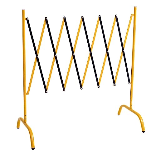 Allpax Scherengitter aus Metall - maximale Länge 3 m - ausziehbar - gelb/schwarz - mobiles Modell - Absperrgitter, Schutzgitter, Mobilzaun, Absperrzaun
