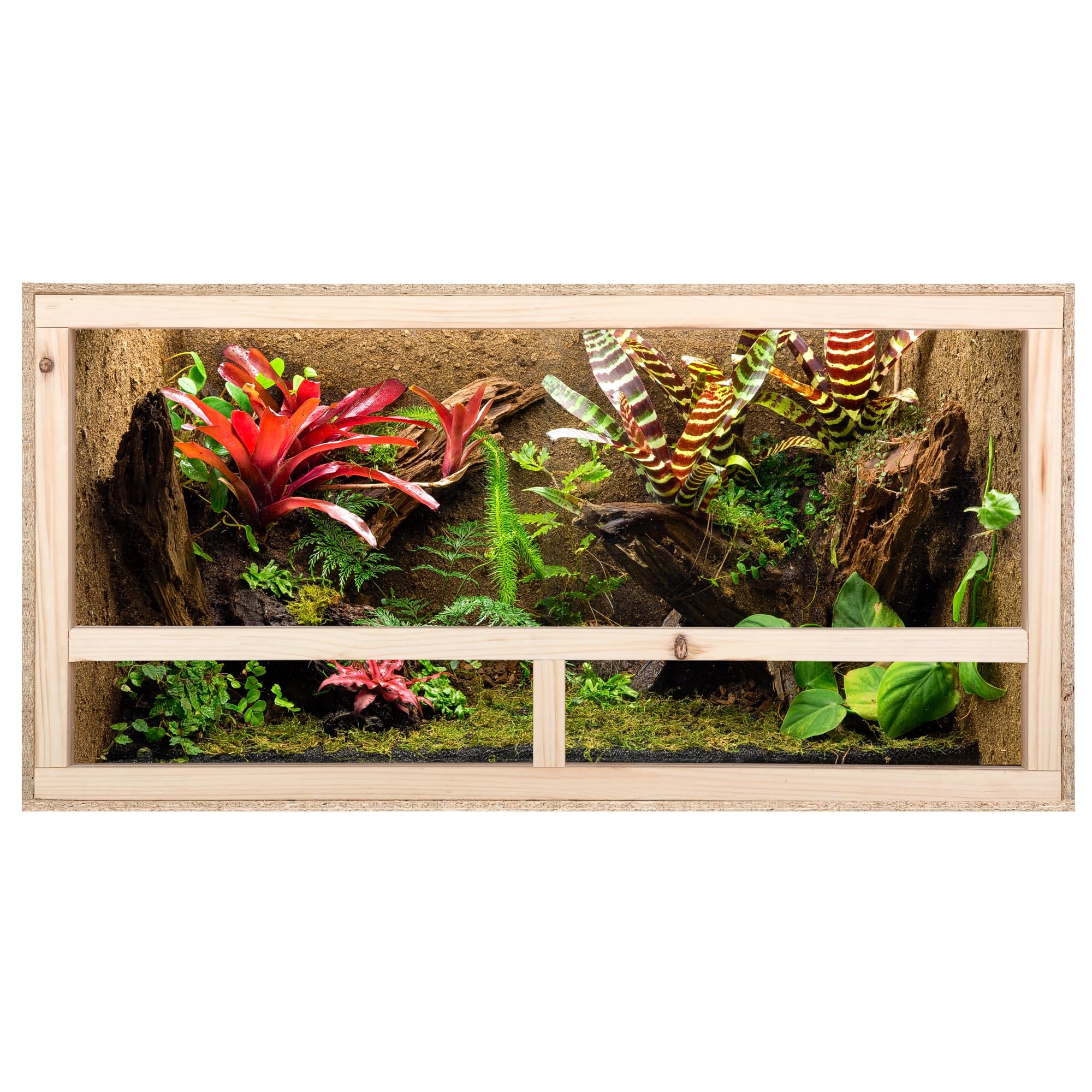 ECOZONE Holz Terrarium mit Seitenbelüftung 100x50x40 cm (LxBxH) - Holzterrarium aus OSB Platten - Terrarien für exotische Tiere wie Schlangen, Reptilien & Amphibien