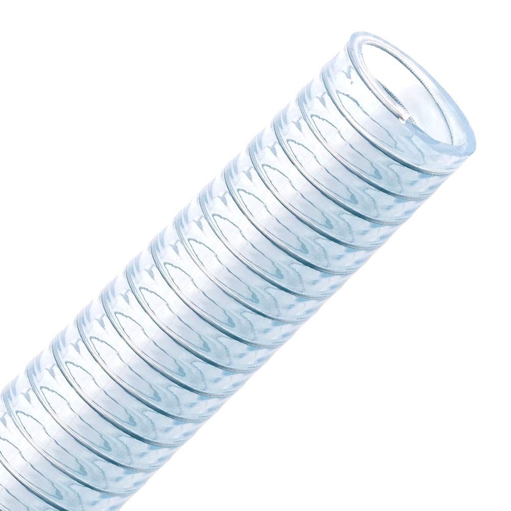 FLEXTUBE FT-S 19mm (3/4 Zoll), 30m - PVC Spiralschlauch als Saugschlauch und Druckschlauch mit Stahlspirale, Lebensmittel Schlauch, transparent