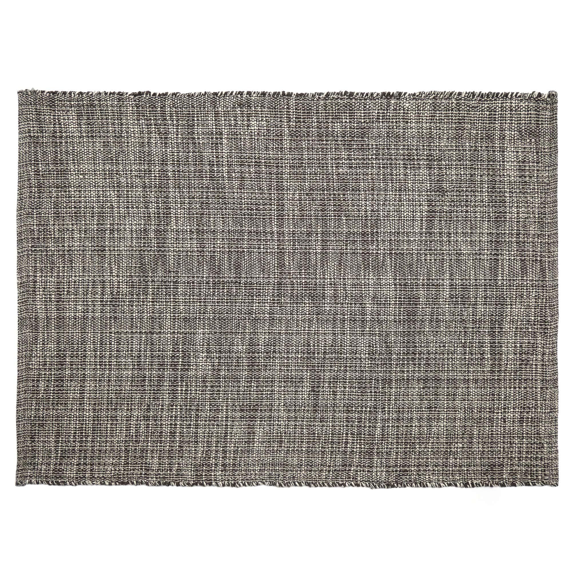 Linnea Teppich, rechteckig, 130 x 170 cm, reine Baumwolle, Moorea, Schwarz, Granit
