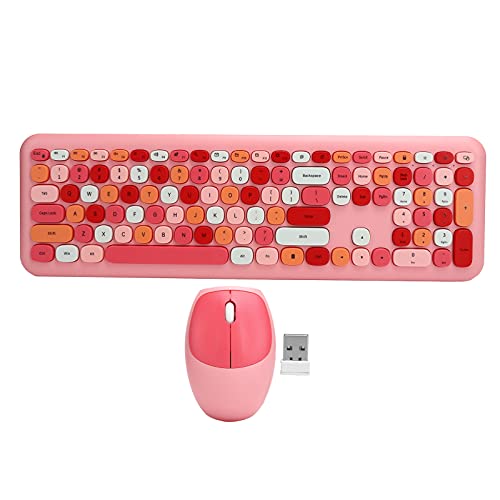 Tastatur-Maus-Set, 2,4 G Wireless 110 Tasten Tastatur-Maus Flexibles Tippen, 10 M Fern 1 Mbit/s Hochgeschwindigkeits-Computer(666 pink Mixed Color Wireless Suit)