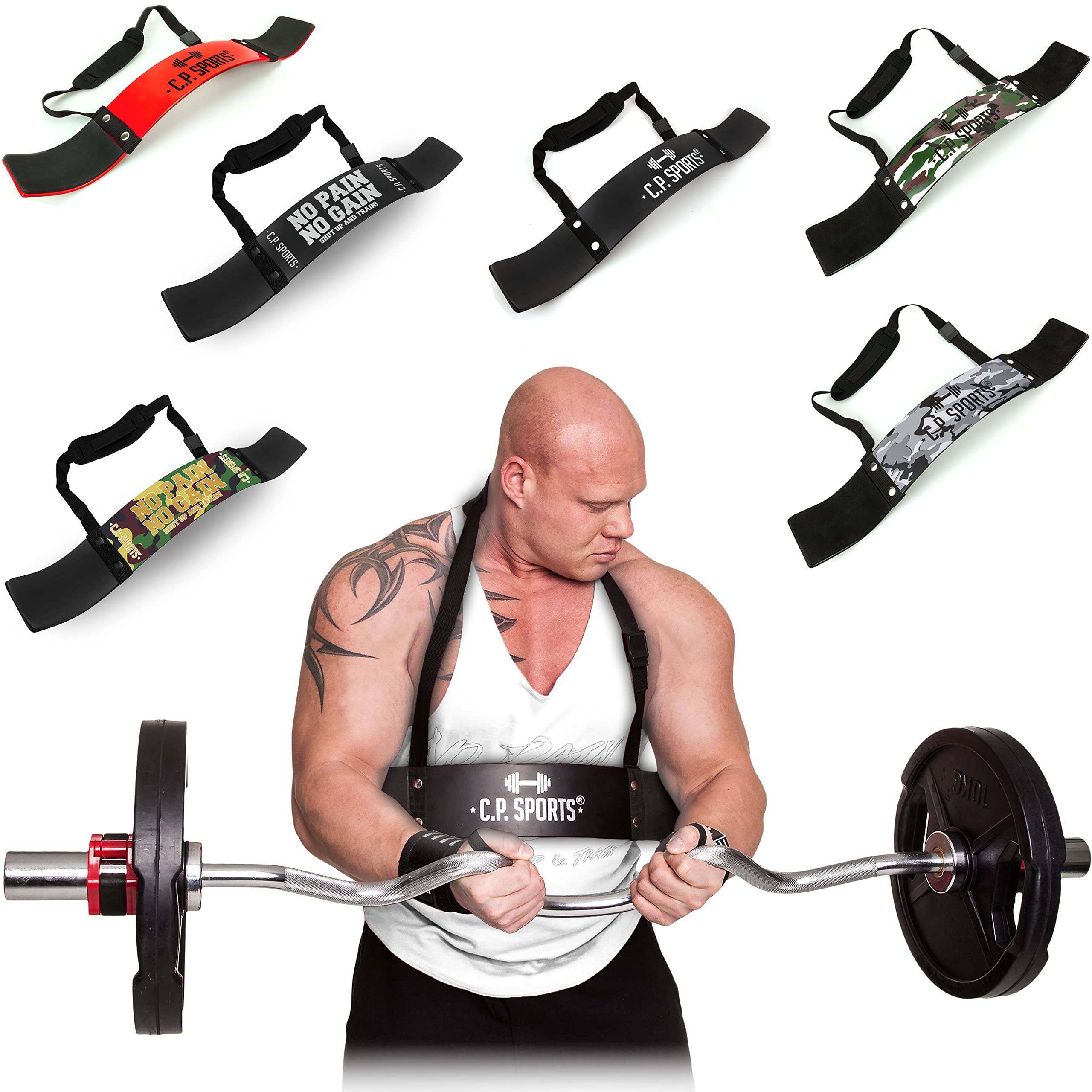 C.P. Sports Arm Blaster Bizeps für Bodybuilding, Kraftsport & Gewichtheben - Bizepstrainer, Trizeps Bomber (Camo-Grün)