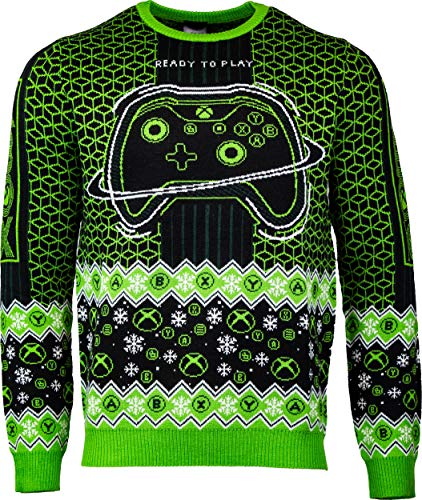 numskull Unisex Offizielle Xbox 'Ready to Play' gestrickter Weihnachtspullover für Männer oder Frauen - Hässliches Neuheiten-Pullover-Geschenk