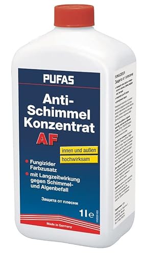 Pufas Fungizid Anti Schimmel Farbzusatz gegen Schimmel- Algen- Moosbefall (auch Kleisterzusatz Kleberzusatz) 1 Liter