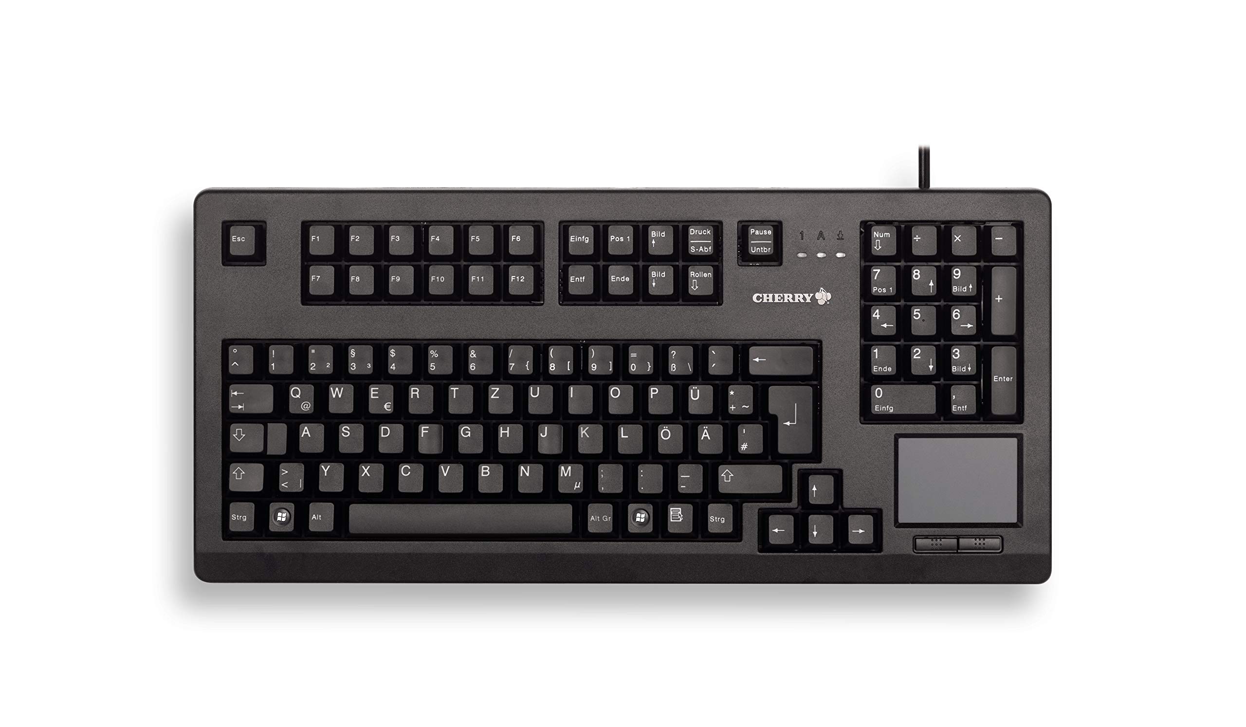 CHERRY TouchBoard G80-11900, Deutsches Layout, QWERTZ Tastatur, kabelgebundene Tastatur, mechanische Tastatur, ML Mechanik, integriertes Touchpad, platzsparend, ergonomisch, schwarz