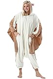 ULEEMARK Damen Herren Jumpsuit Onesie Tier Fasching Halloween Kostüm Lounge Sleepsuit Cosplay Overall Pyjama Schlafanzug Erwachsene Unisex Fliegendes Eichhörnchen for Höhe 140-187CM
