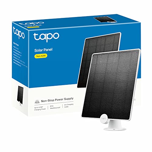 TP-Link Solarpanel Non-Stop Solar Power bis zu 4,5W Ladeleistung IP65 Wetterfest 4m Ladekabel 360° verstellbare Halterung funktioniert mit Tapo Akku Kameras (Tapo A200)
