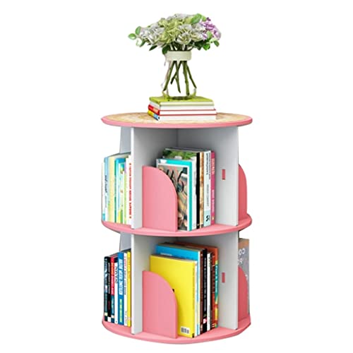 Drehbares Bücherregal 360-Grad-Bücherregal 2/3/4/5 Ebenen Hoch Multifunktionales Bücherregal Organizer Studentenbüro Aufbewahrung, Bücherregal (Color : Rosa, S : 40 * 40 * 66cm)