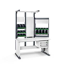 Bott Arbeitsplatzsystem Avero Komplettmodul 1, per Lochraster höhenverstellbar, HPL beschichtete Spanplatte, bis 300 kg, lichtgrau/anthrazitgrau