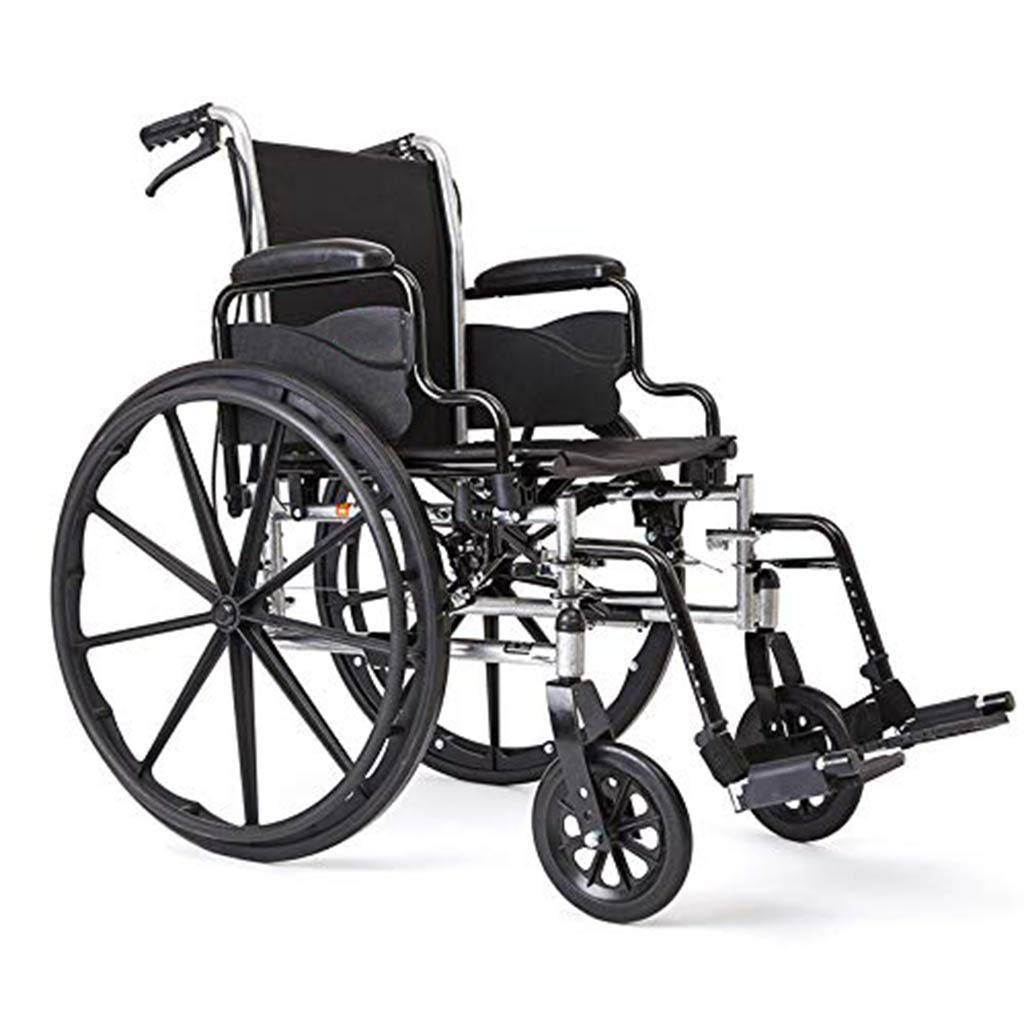 AOLI Eigenantrieb Rollstuhl, faltbare Leichte Multifunktions Rollstuhl tragbare, multifunktionale Verstärkung Trolley für ältere Menschen, Behinderte Schwarz,Schwarz