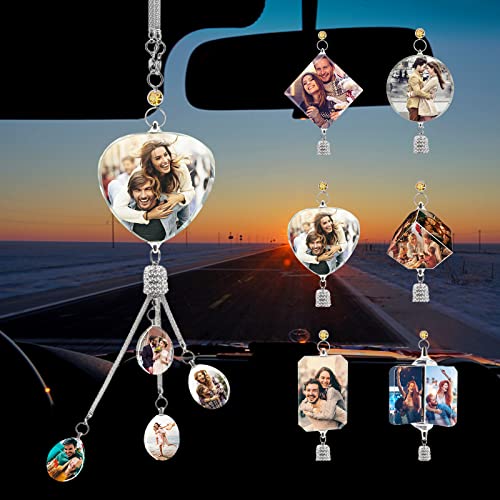 Personalized Photo Car Hanging Accessories, Custom Car Rearview Mirror Hanging Accessories Crystal, Custom Car Interior Ornament, Customized Pendant Hanging Picture Frame for Car, Home Decoration