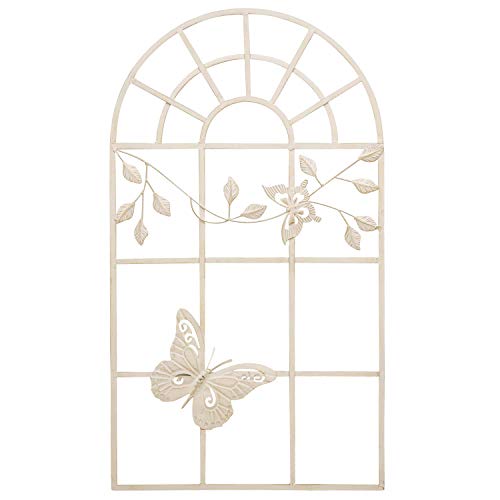 aubaho Nostalgie Stallfenster Fenster Metall Rahmen Schmetterling Antik-Stil Creme 97cm