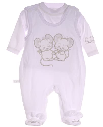 La Bortini Baby Strampler und Shirt Baby Anzug 46 50 56 62 68 (46-50, weiß)