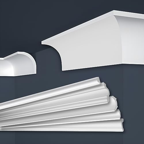 MARBET DESIGN Stuckleisten XPS Styropor weiß - Deckenleisten Deckenabschlussleisten E-Leisten - (40 Meter / 20 Leisten E-13)