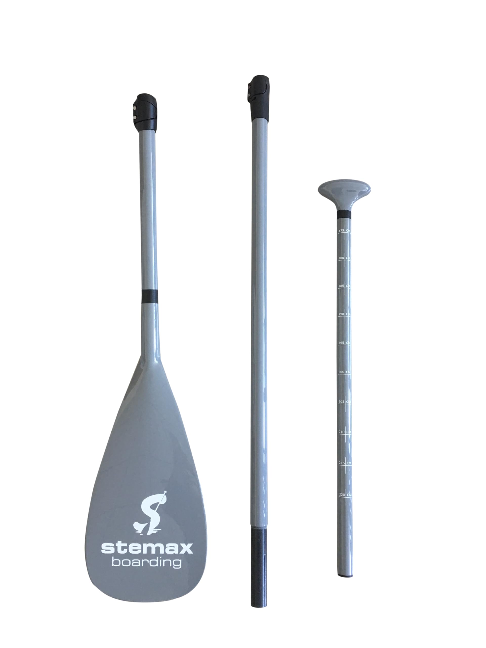 Stemax Carbon-/Fiberglas 3-teilig verstellbares SUP Paddel für SUP-Board Surfboard Stand up Paddle (Farbe: Grau)
