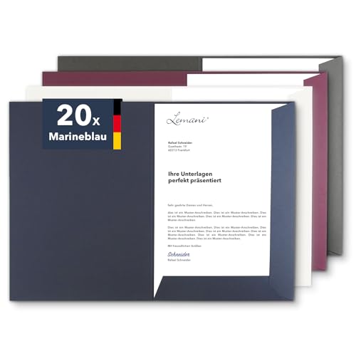 Präsentationsmappe A4 in Marineblau 20 Stück (wählbar) - erhältlich in 7 Farben - direkt vom Hersteller STRATAG - vielseitig einsetzbar für Ihre Angebote, Exposés, Projekte oder Geschäftsberichte