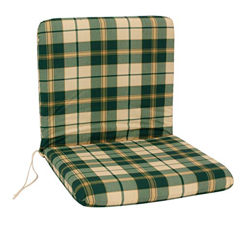 DEGAMO Auflage Sesselauflage Boston für Gartenstuhl Niederlehner, grün - beige kariert