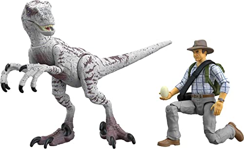 Jurassic World Jurassic Park III Figure Pack Dr. Alan Grant & Velociraptor & Zubehör, authentisch & hochbeweglich, Hammond-Kollektion