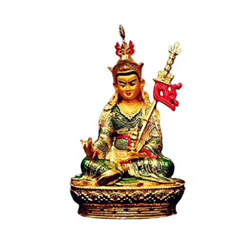 Bemalte tibetisch-buddhistische tantrische 6 Zoll Padmasambhava Figur Konstante Glücksverheißende Exquisite Legierung Feierliche Figur Buddha