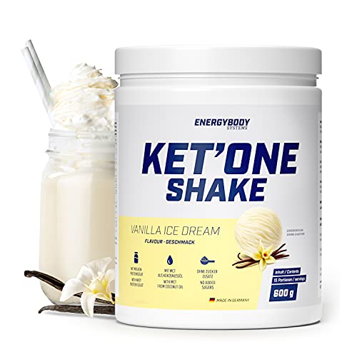 Energybody Ket'one Shake | Keto Shake mit Vanille Geschmack | Für ketogene Ernährung, Low carb Ernährung & Fasten | Keto Diät Pulver mit MCT und Whey | 600 g, 15 Portionen (Vanilla Ice Dream)