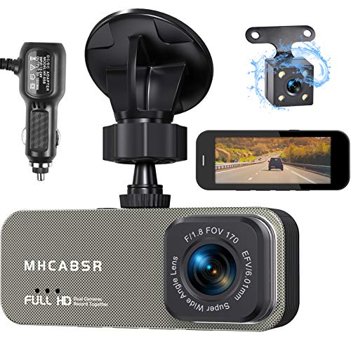Dual Dash Cam für Autos vorne und hinten 2K, 1080P FHD Mini Auto Rückfahrkamera, 170 ° Weitwinkel-Rekorder mit G-Sensor, Parkmonitor, Loop-Aufnahme, WDR