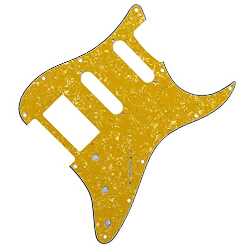 Guitar Pickguard SSH HSS Scherbenplatte mit Befestigungsschrauben,Gelbe Perle Guitar Pickguard