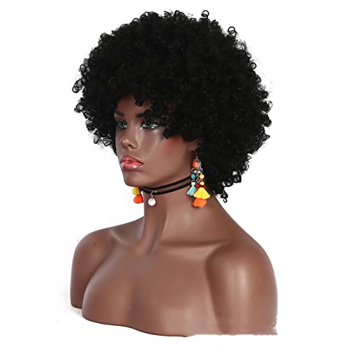 Perücke for Frauen Afro Kinky Curly Hair Perücke mit Pony Glueless Synthetic Afro Perücken Charmant for Party (Size : Color B)