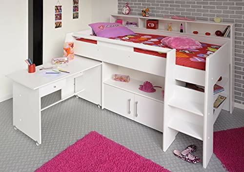 HUIJK 1 Kinderzimmer Hochbett 90x200cm mit Schreibtisch Kinderbett