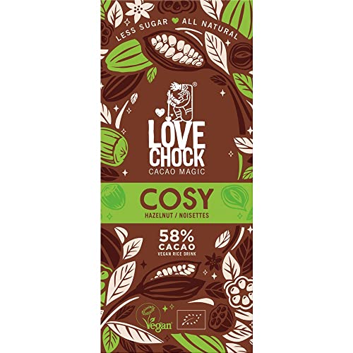 Lovechock Tafelschokolade, Cosy Reisdrink & Haselnuss, 58% Kakao, vegan, 70g (12)