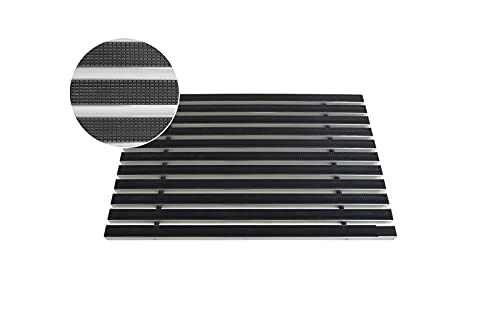 ACO Schuhabstreifermatte Alu schwarz, mit Gummistreifen, 75 x 50 cm