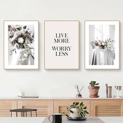 EXQUILEG 3er Set Poster, Ohne Rahmen Leinwandbilder, Blumen Pflanze Modern Wandbilder Kunstposter, Einfacher Stil Wanddeko für Schlafzimmer und Wohnzimmer (50x70cm)