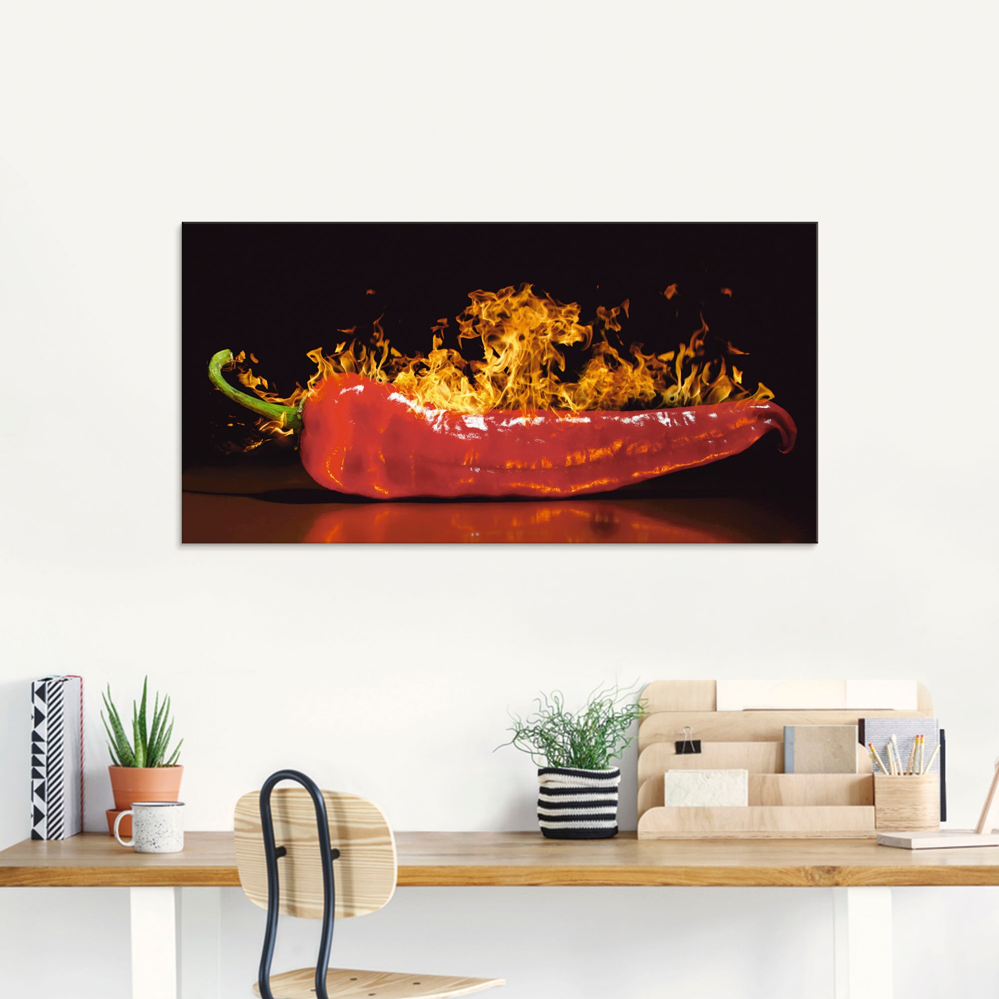 Artland Glasbild "Roter scharfer Chilipfeffer", Lebensmittel, (1 St.)