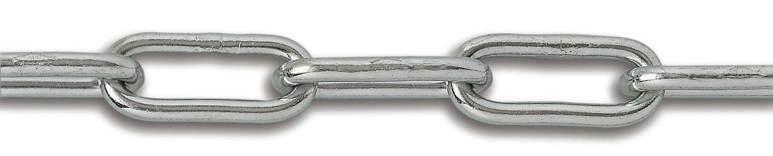 Chapuis BO1 Kette, verschweißt, mit langen – Stahl verzinkt – 100 kg – Durchmesser 4 mm – Bobine de 25 m 1 grau
