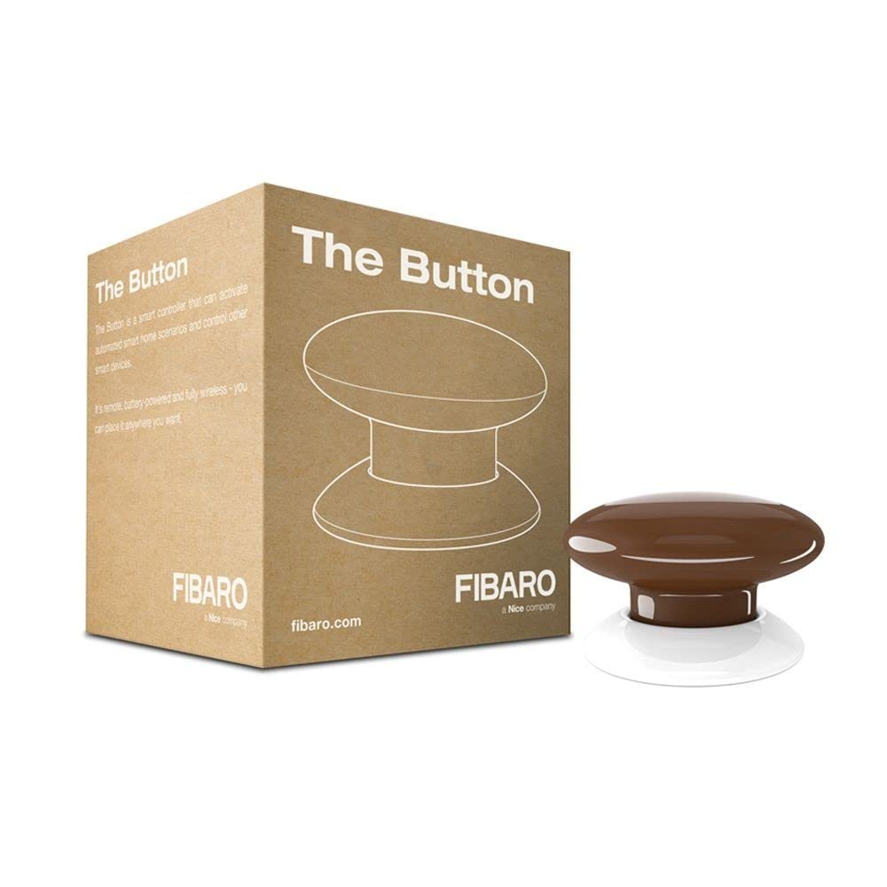 FIBARO The Button Brown / Z-Wave Plus Drahtlose Tragbare Schalt-Knopf, Braun, FGPB-101-7