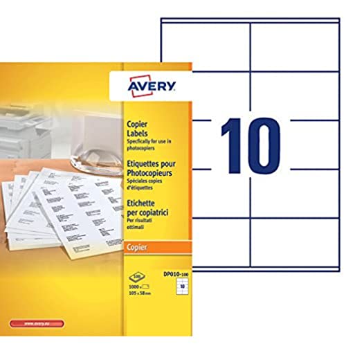 Avery DP010-100 Etiketten für Kopierer in Schachtel 105 x 58 mm 1000 Stück Weiß